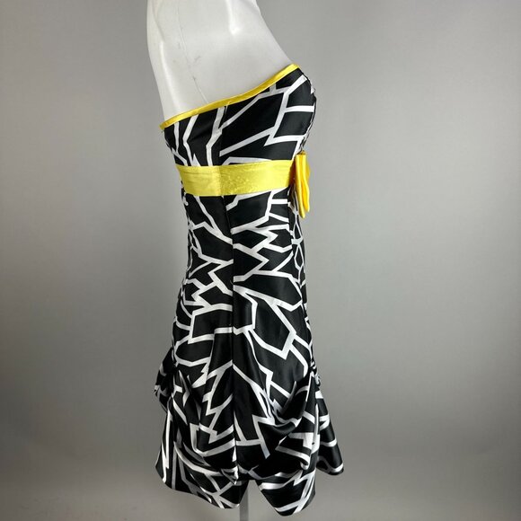 Vtg y2k Gunne Sax Black Yellow Strapless Mini Bubble Dress Juniors Size 3 Glam - Picture 3 of 6
